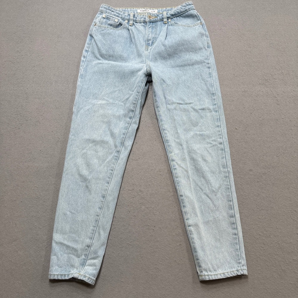 Glamorous Mom Jeans Women's 28 Blue Denim Light Wash High Rise Tapered Leg Y2K
